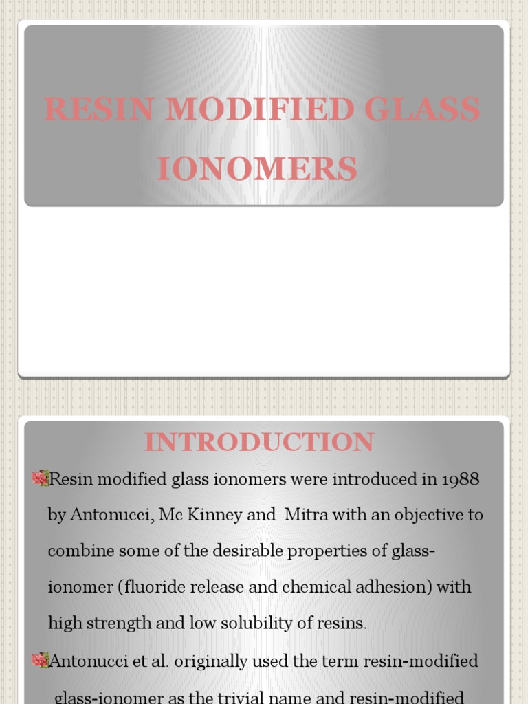 Resin Modified Glass Ionomer PDF Dental Composite Carboxylic Acid