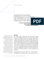 Normatizações Federais e a Oferta de Matrículas Em Creches No Brasil