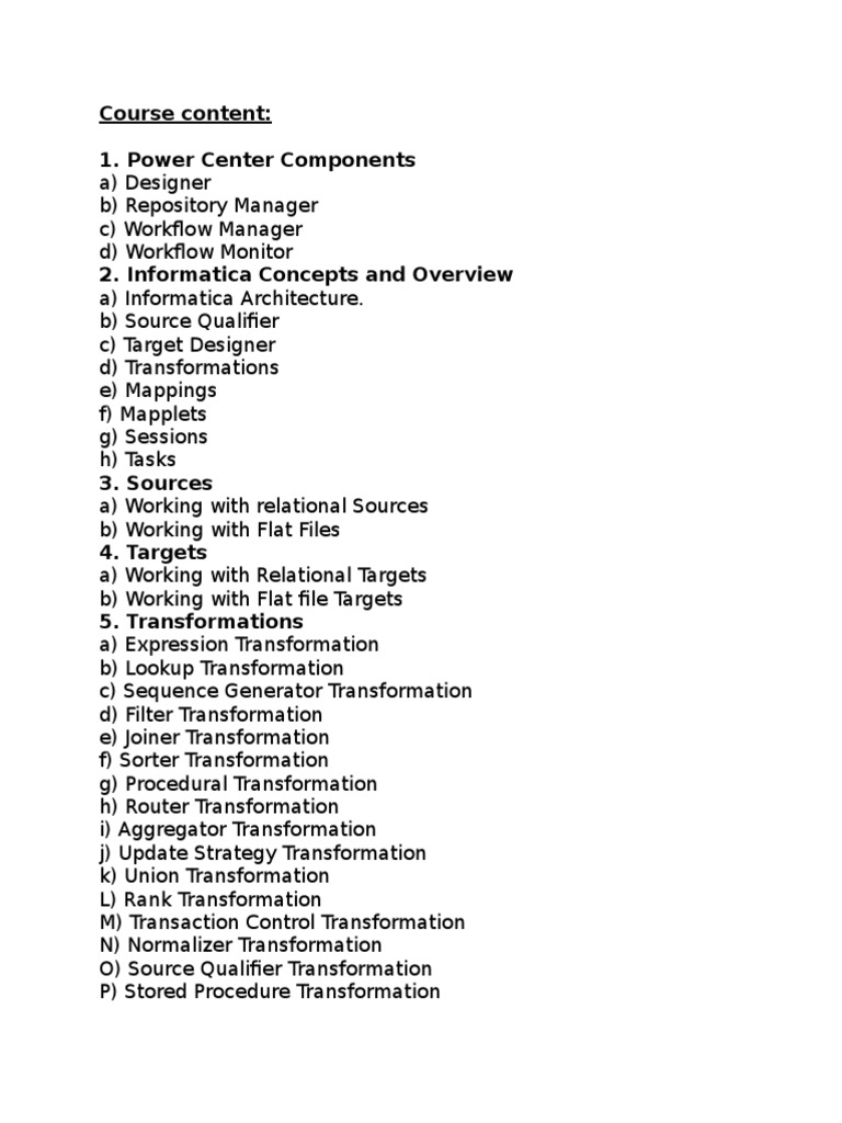 In-Depth Informatica Course Guide | PDF | Teaching Methods & Materials ...