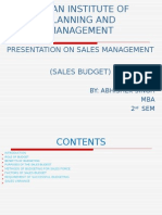 Indian Institute of Planning and Management: Presentation On Sales Management (Sales Budget)