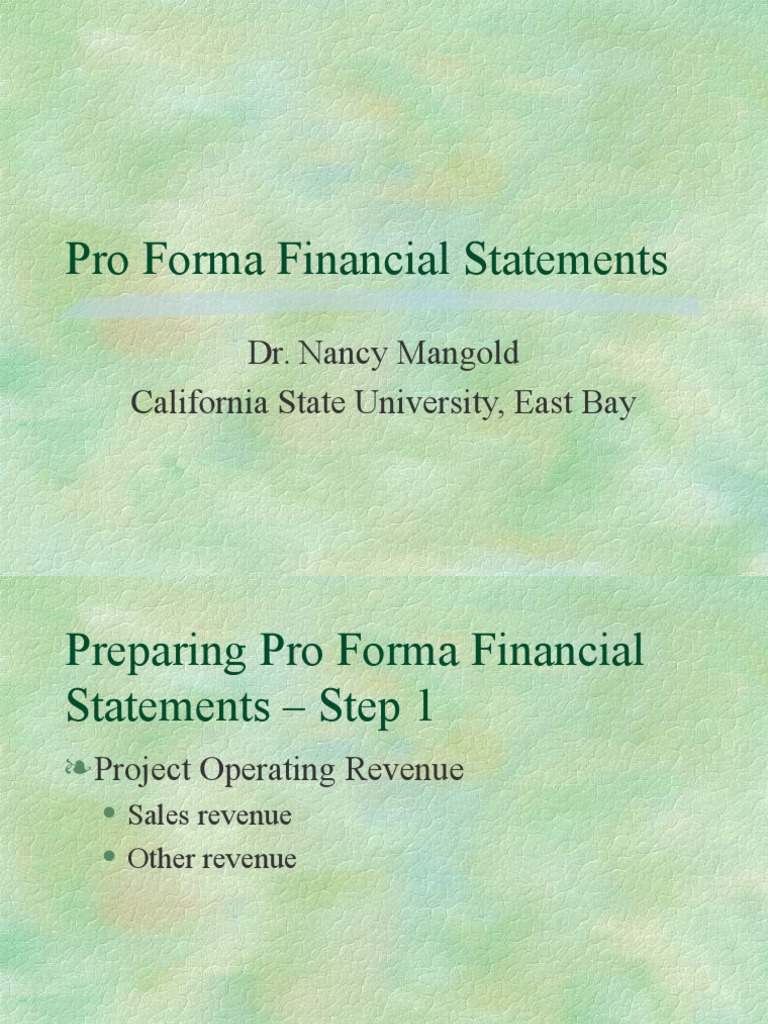 Pro Forma Financial Statement Guide | PDF | Equity (Finance) | Retained ...