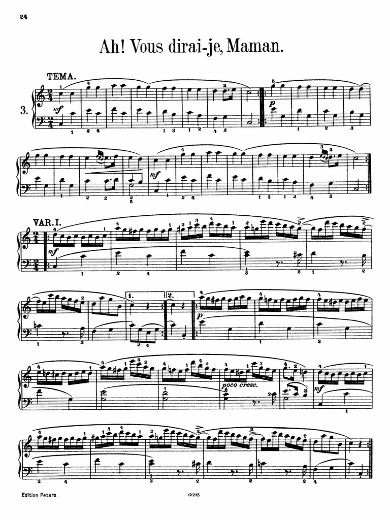 Mozart Twinkle Twinkle Little Star Pdf