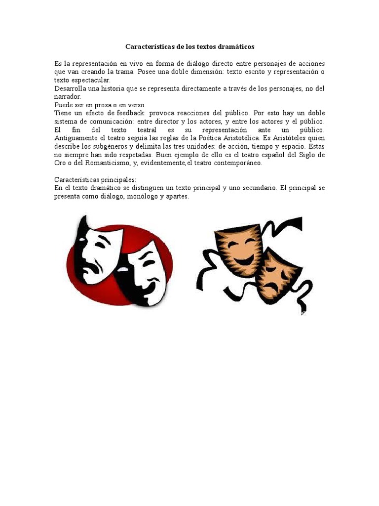 Características de Los Textos Dramáticos Coma Lectura