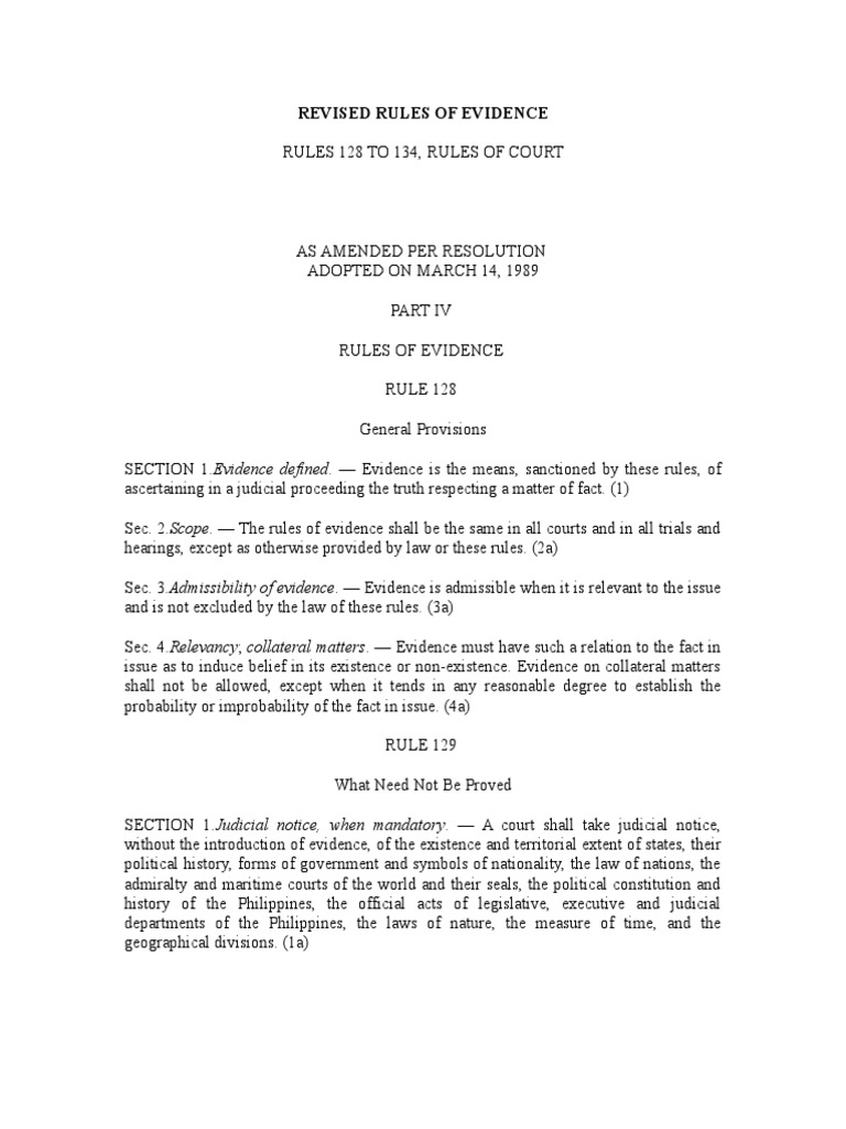Guide on Revised Rules of Evidence | Witness Impeachment ...