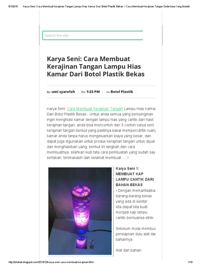 Karya Seni Cara Membuat Kerajinan  Tangan Lampu  Hias Kamar 