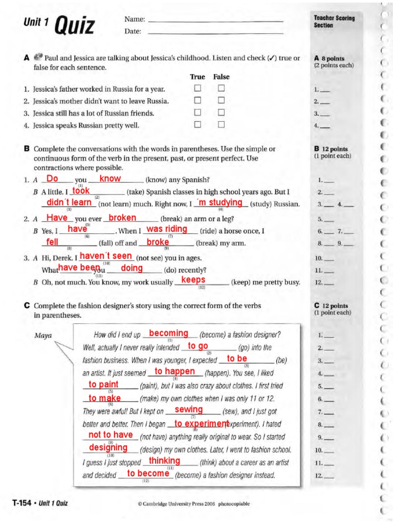 Cambridge One Level 2 Answers | PDF | Human Body | Consumer Goods