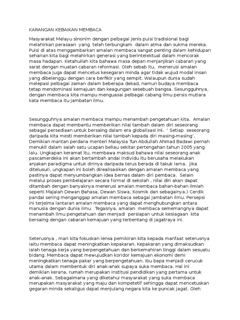 Karangan Kebaikan Membaca Pdf