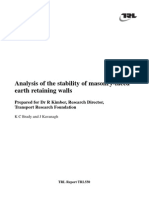 Brady and Kavanagh(2002) Analysis of the Stability of Masonry-faced Earth Retaining Walls