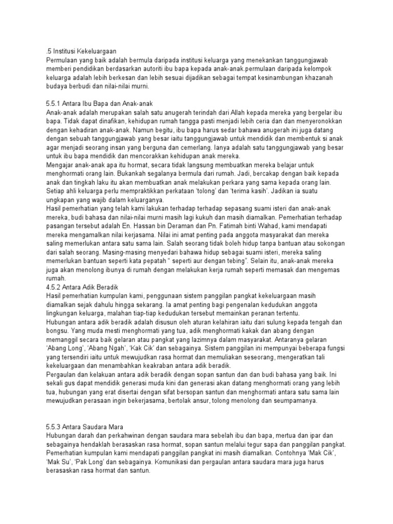 5 Institusi Kekeluargaan 5 Institusi Kekeluargaan