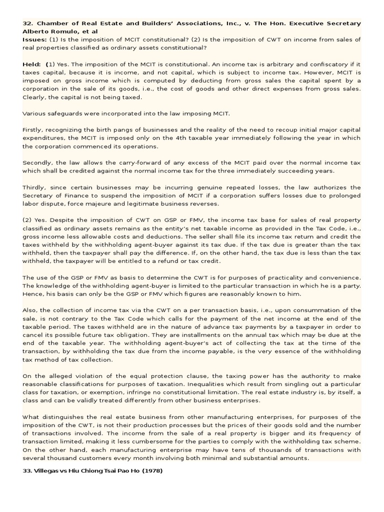 Chamber Of Real Estate And Buildersdocx Taxation In The United