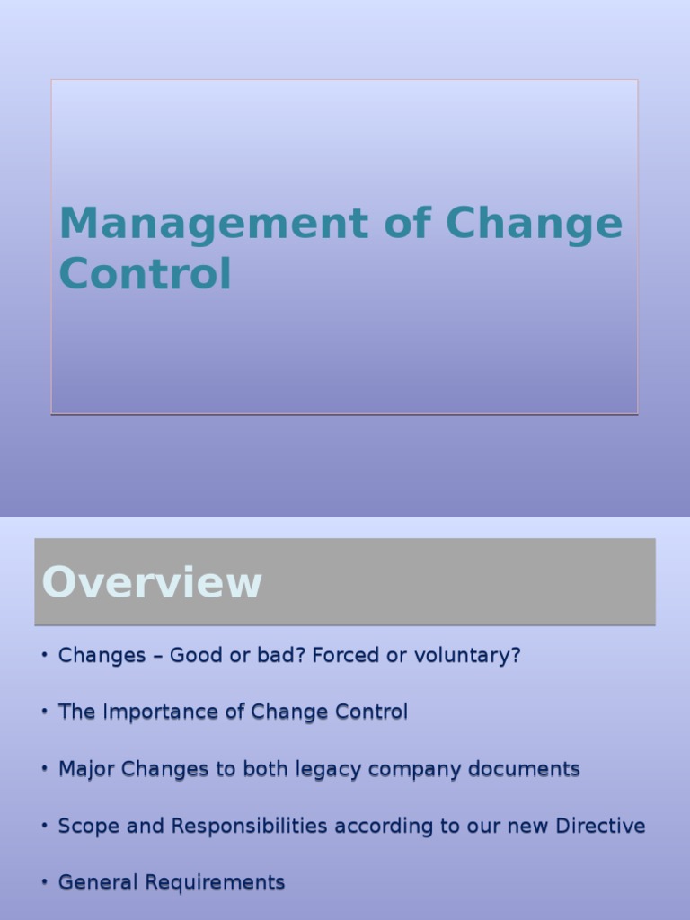 010 Change Control1 | PDF | Specification (Technical Standard) | Evaluation