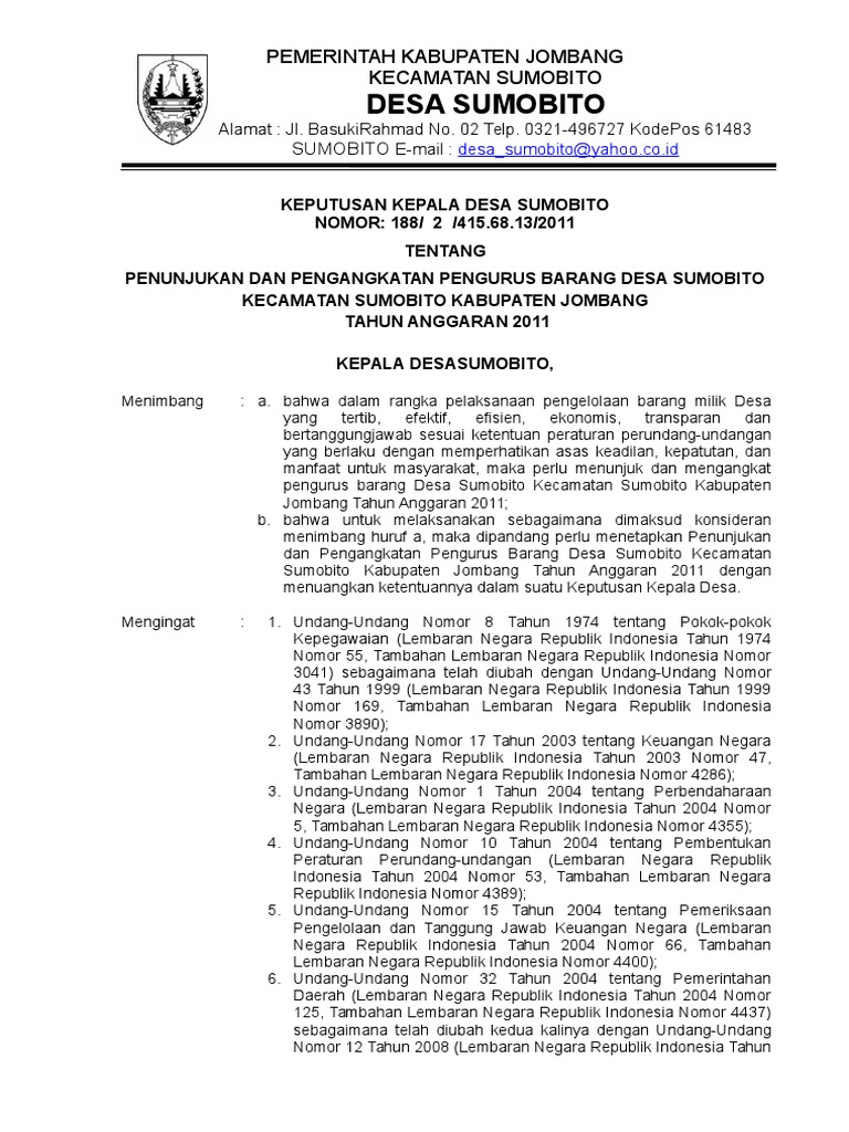 Sk Pengurus Barang Sk Pengurus Barang