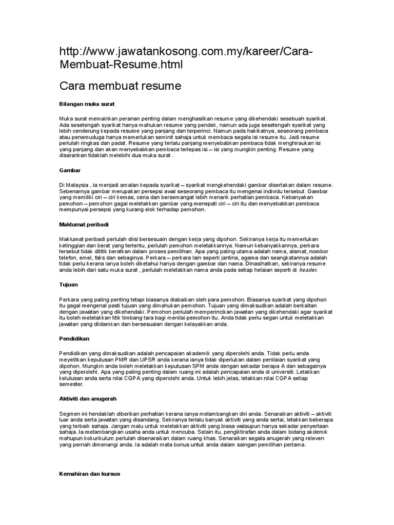 Cara Membuat Resume Cara Membuat Resume