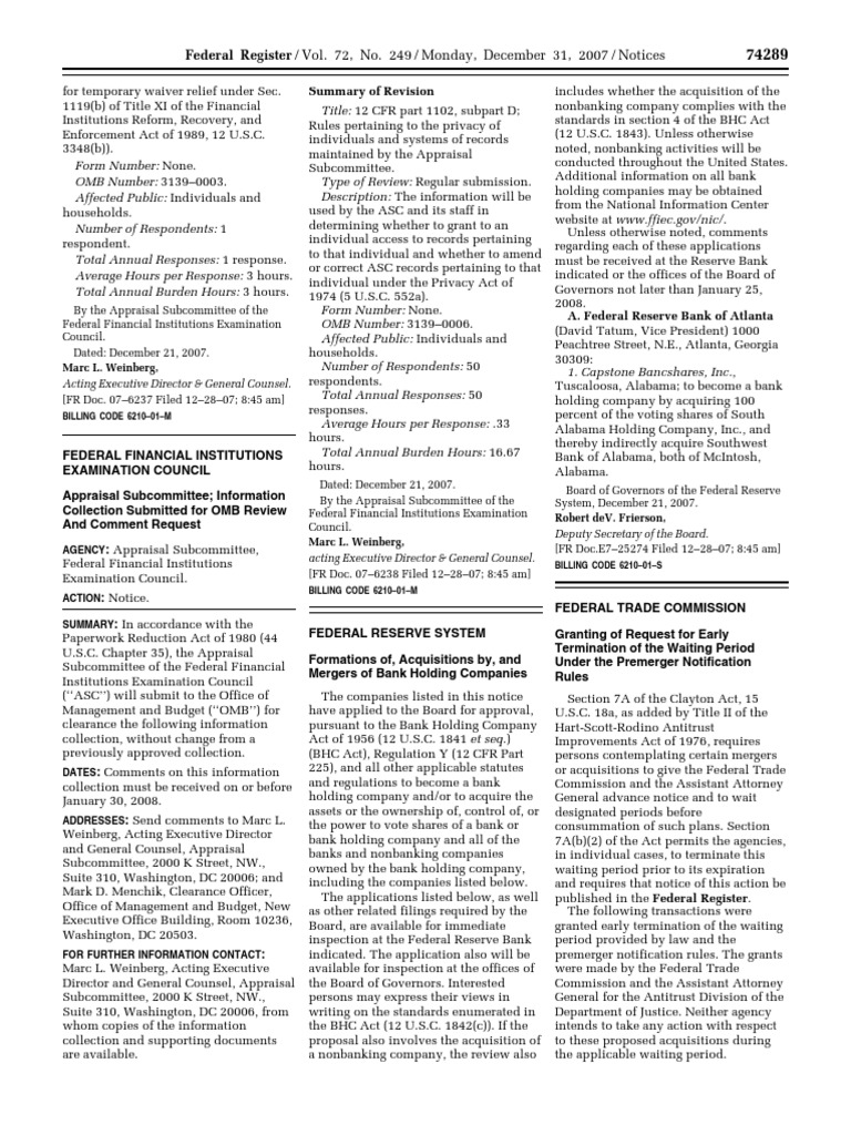 Federal Register Notices Summary | PDF | Limited Partnership | Companies