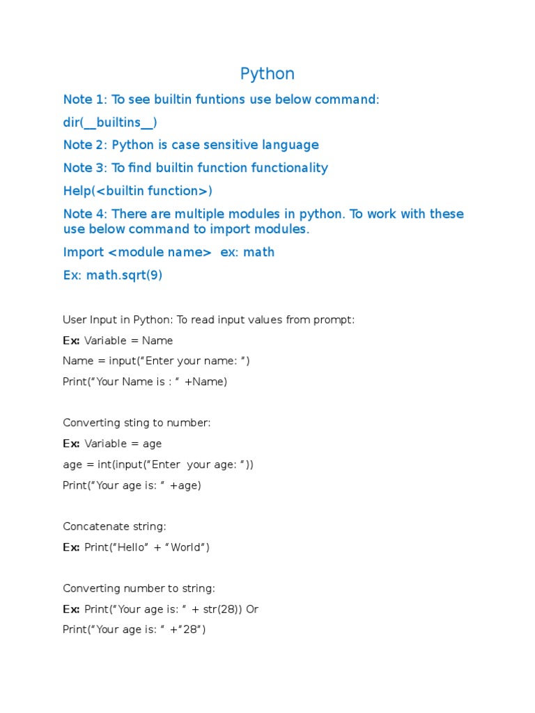 Python: Ex: Variable Name | PDF
