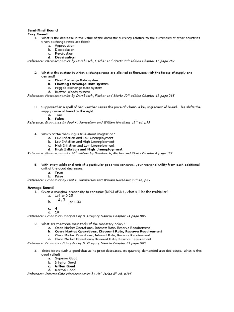 Quiz Bee Questions (Semis and Finals) PDF Macroeconomics Economics