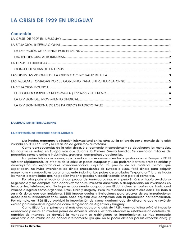 Crisis 1929 | PDF | Gran depresion | Uruguay