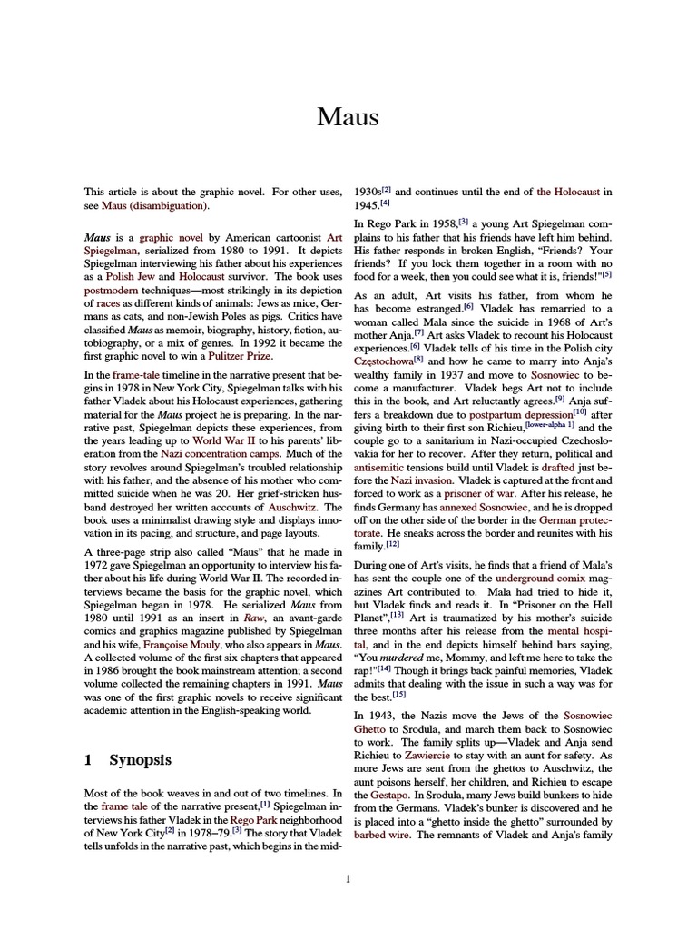 Family theme in maus picture