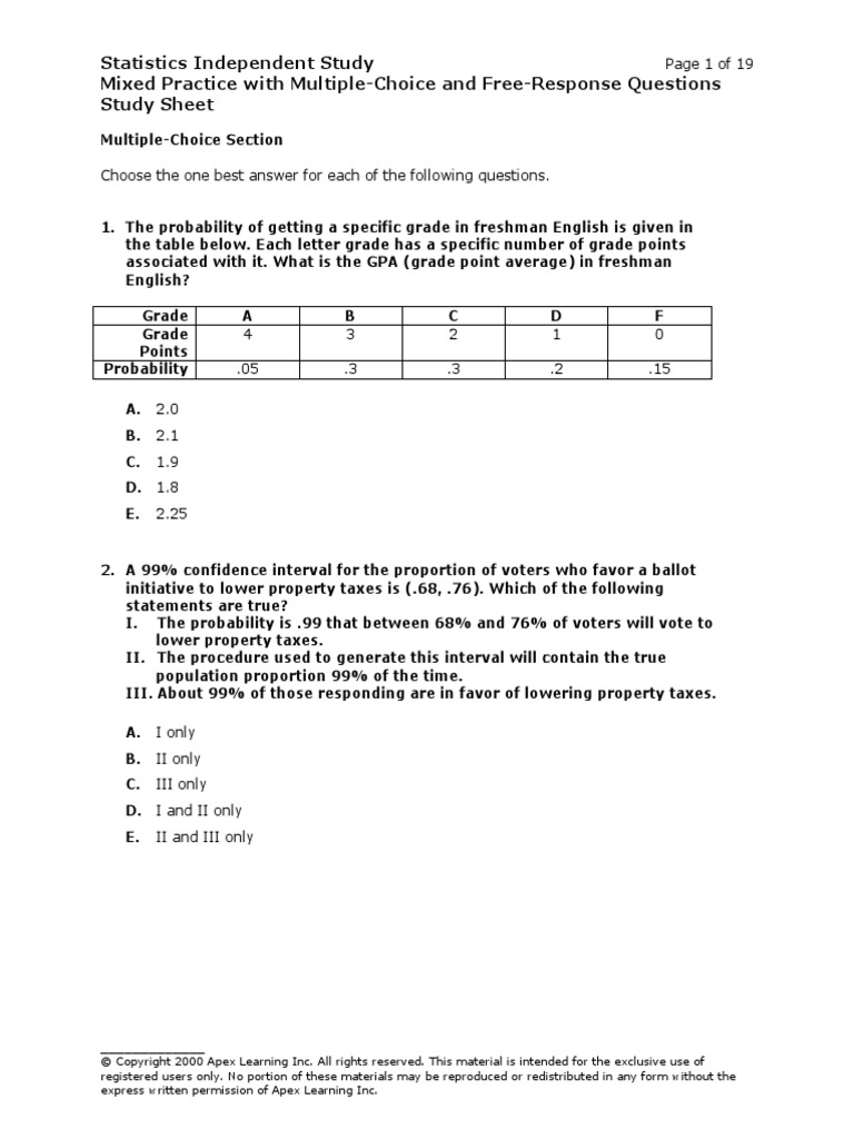 ap statistics 1.2 homework