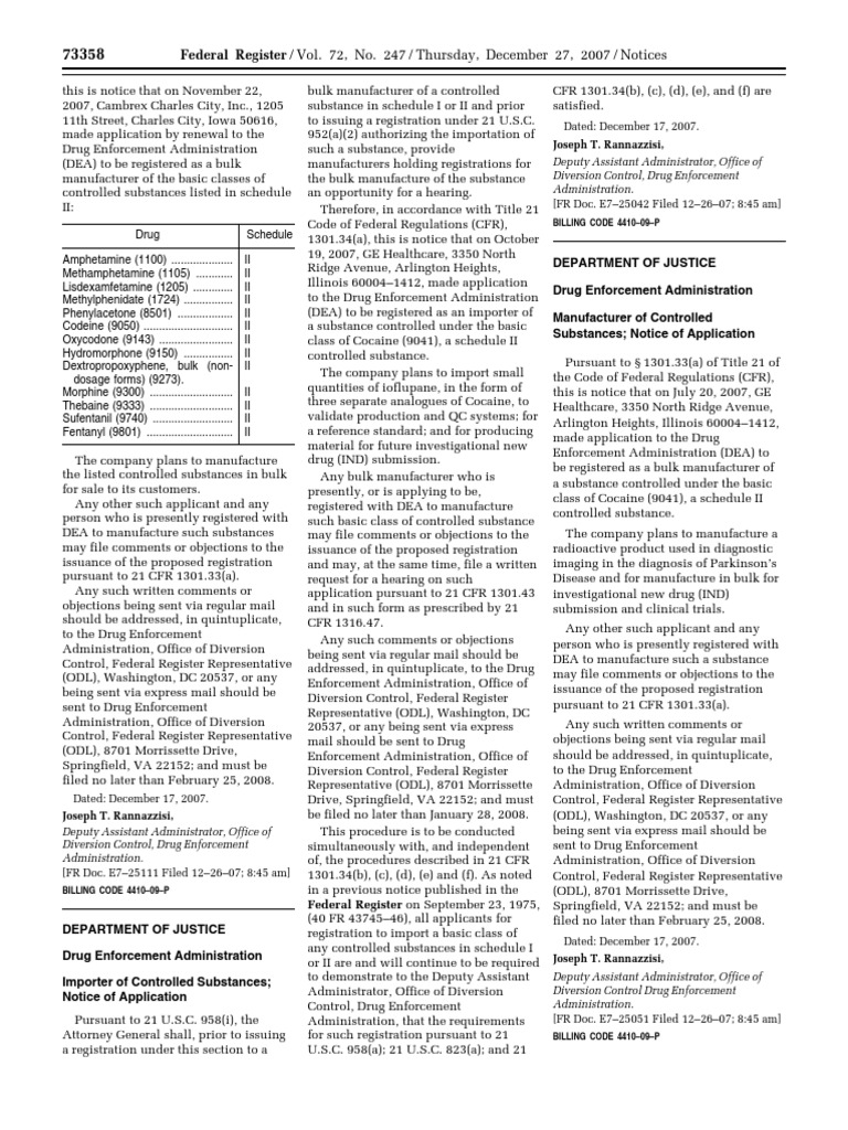 DEA Registration Applications for Controlled Substances | PDF