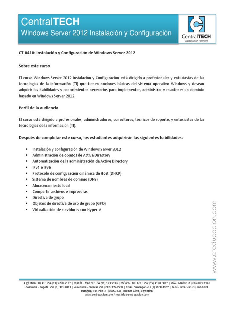 Curso de Windows Server 2012 | PDF | Directorio Activo | Redes de ...