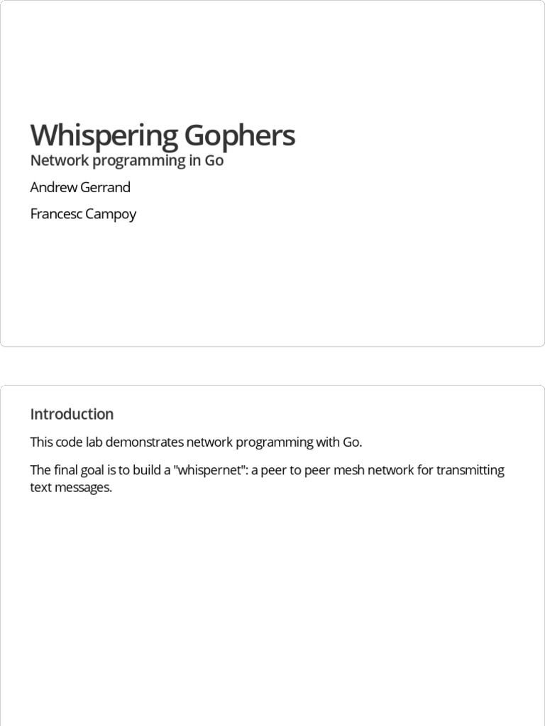 Go Network Programming: Whispering Gophers | PDF | Computing | Computer ...