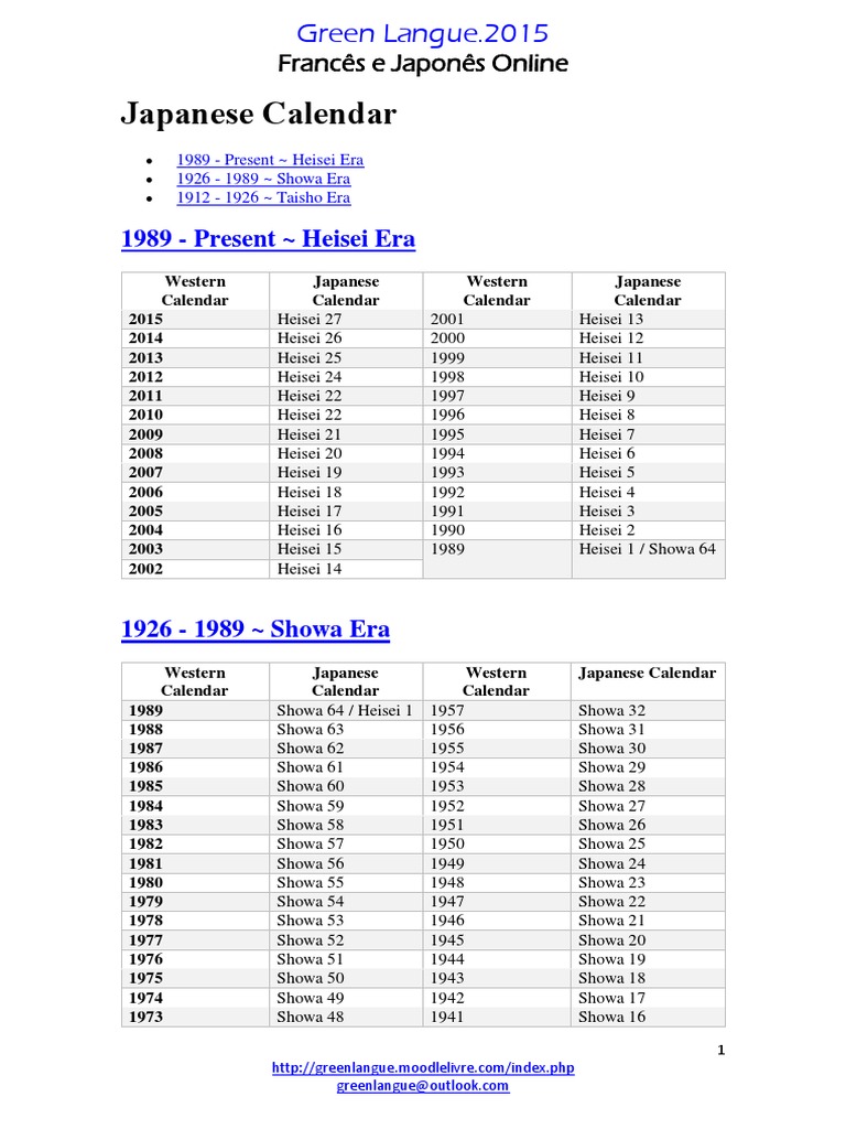 Japanese Eras Calendar | PDF | Foreign Language Studies