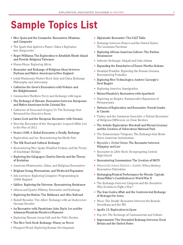NHD Topics | PDF | The United States | Religion And Belief