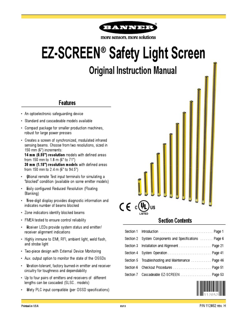 EZSCREEN System 14 MM 30 MM Models PDF PDF Electrical Connector Light Emitting Diode