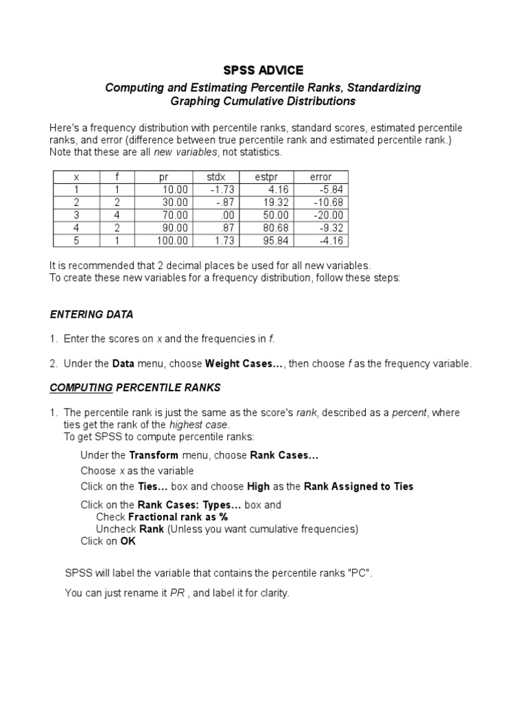 SPSS Percentile Ranks and Graphing Techniques | PDF | Scatter Plot ...