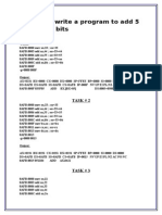 TASK # 1: Write A Program To Add 5 Digits of 8 Bits