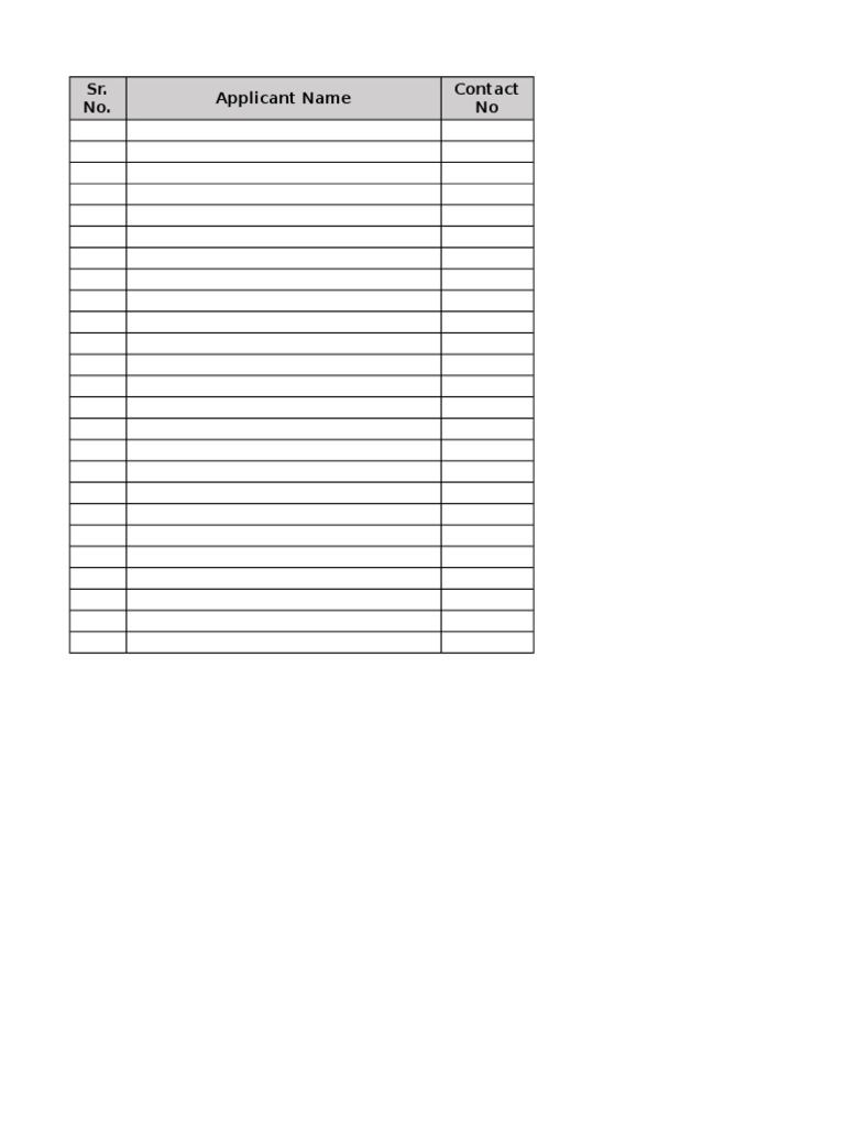Applicant Name Sr. No. Contact No | PDF