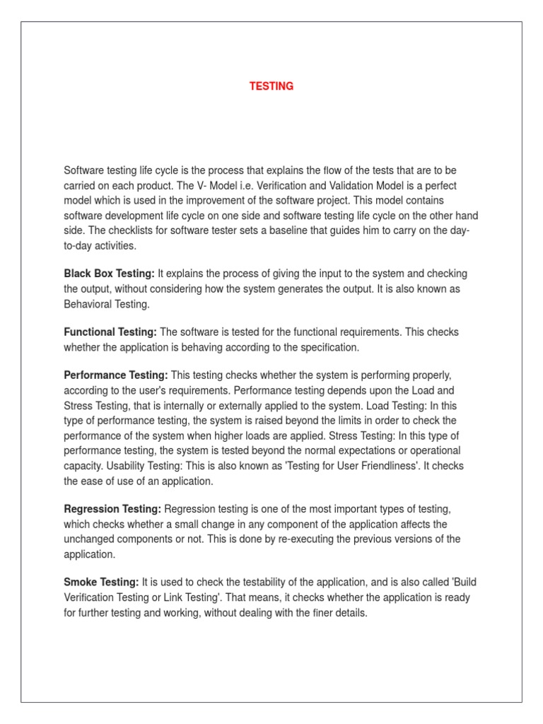 Software Testing Types | PDF