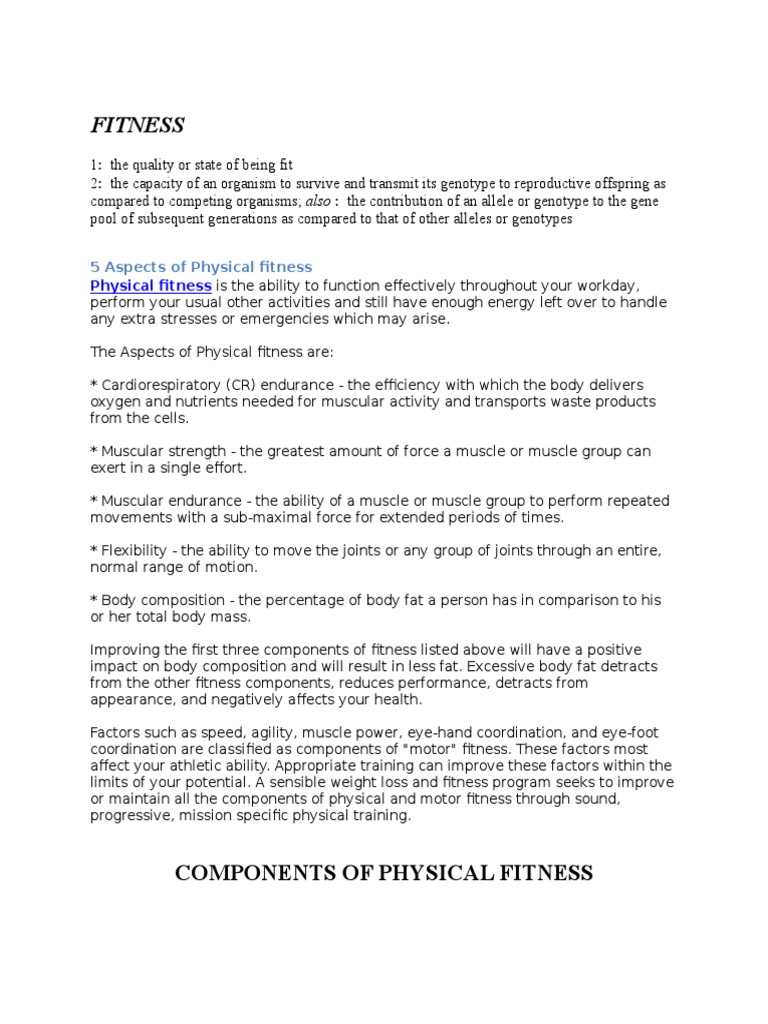 Understanding Physical Fitness Components | PDF | Physical Fitness ...