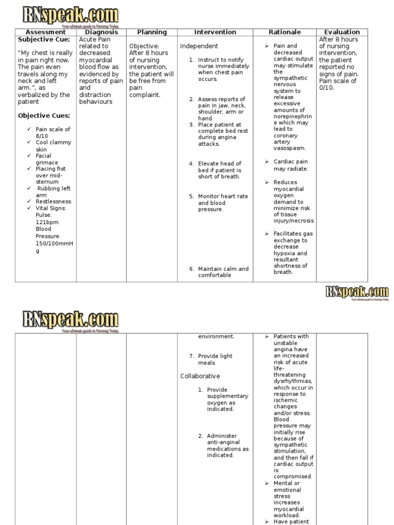 Nursing Care Plan for Coronary Artery Disease Coronary Artery Disease
