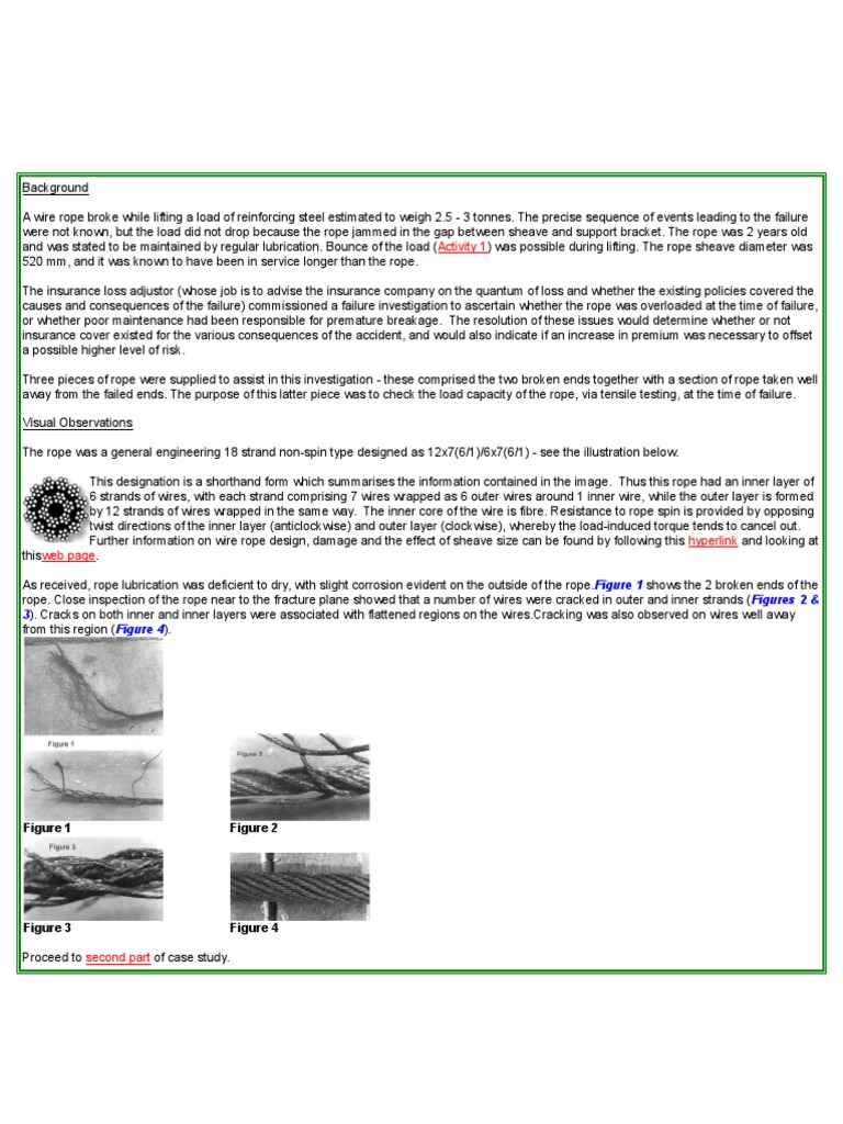 Failure Analysis of a Wire Rope Used for Lifting Reinforcing Steel