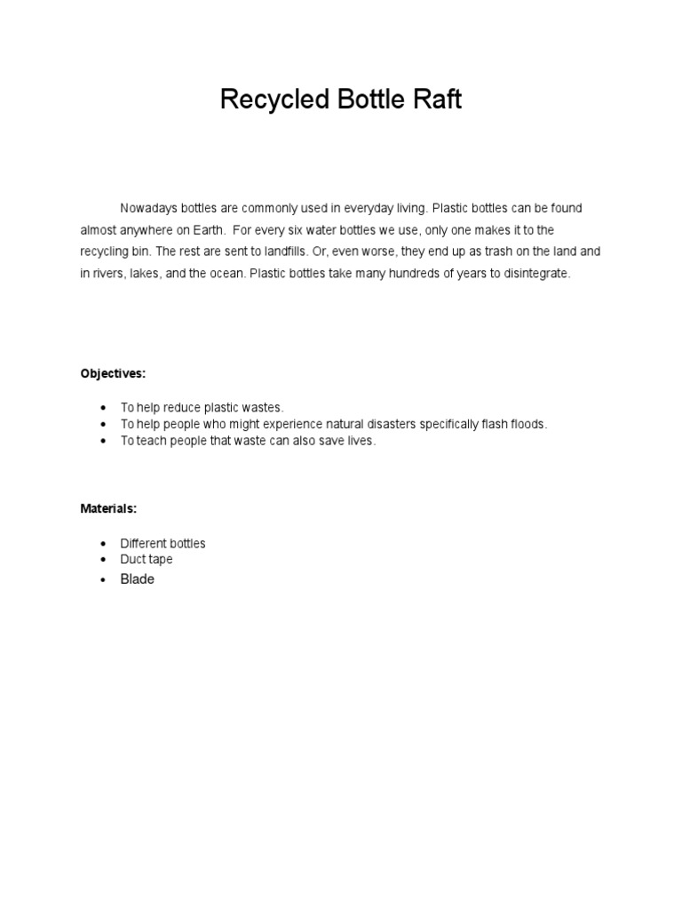 DIY Plastic Bottle Raft Instructions | PDF