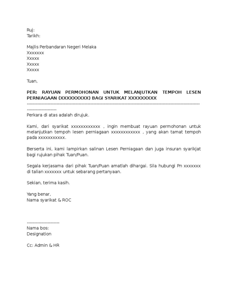 Sample Surat Utk Mbnm Pdf
