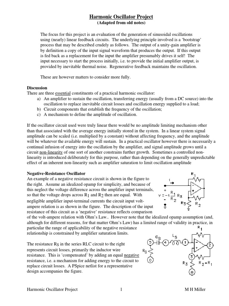 Harmonic Oscillator Project | PDF | Electronic Oscillator | Amplifier
