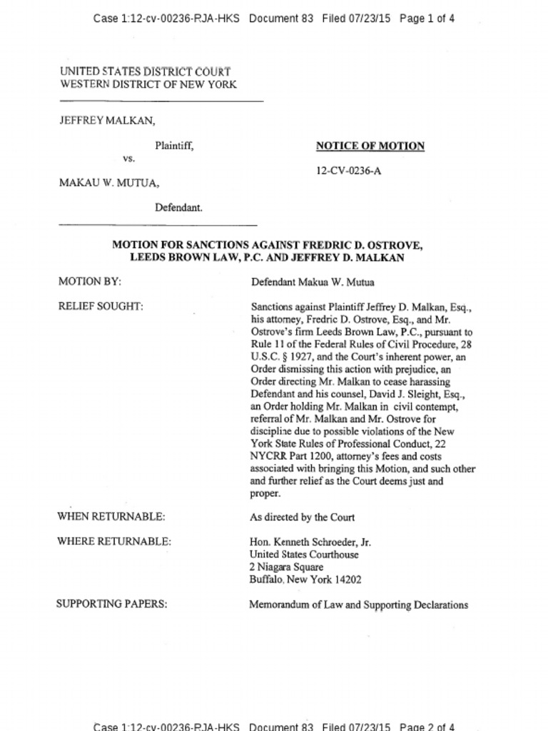 Attorney General and FormerDean Mutua Rule 11 CrossMotion For