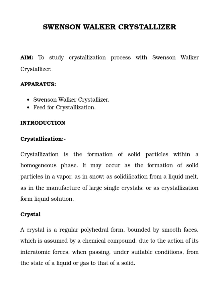 Swenson Walker Crystallizer Overview | PDF | Crystal Structure ...