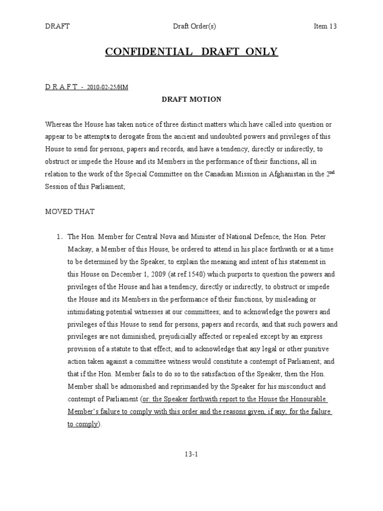 Draft Order(s) | PDF | Politics | Law