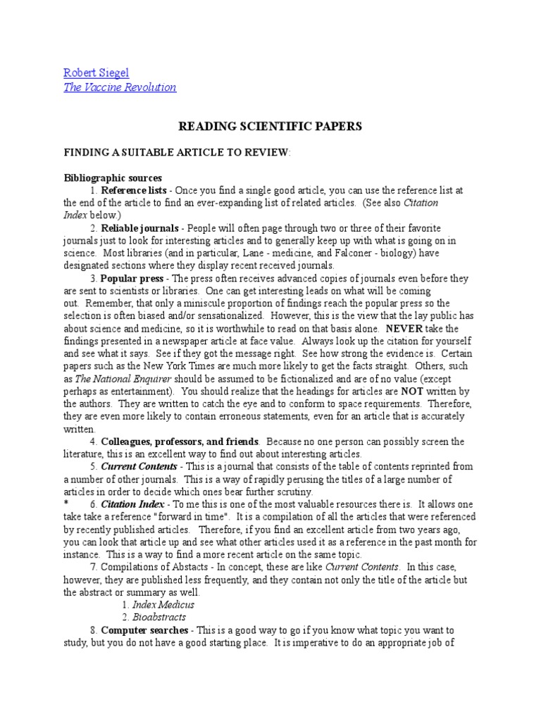 Reading Scientific JournalsStanford University Abstract
