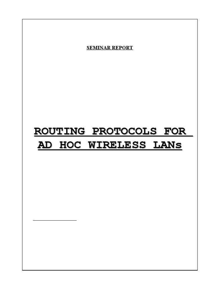 ROUTING PROTOCOLS FOR AD HOC WIRELESS LANs | PDF | Routing | Wireless ...