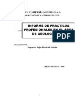 Informe de prácticas profesionales en geología de tajo en mina de Cerro de Pasco