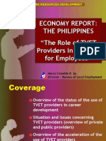 Economy Report: The Philippines " The Role of TVET Providers in Training For Employees "