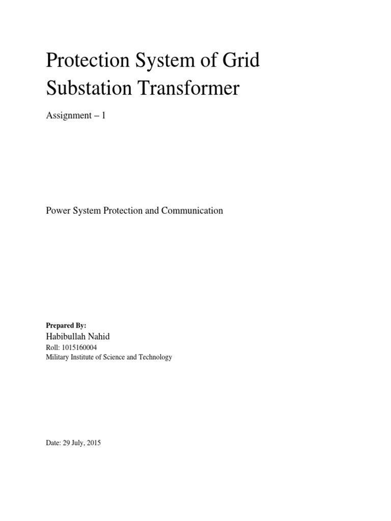 Substation Transformer Protection Systems | PDF | Electrical Substation ...
