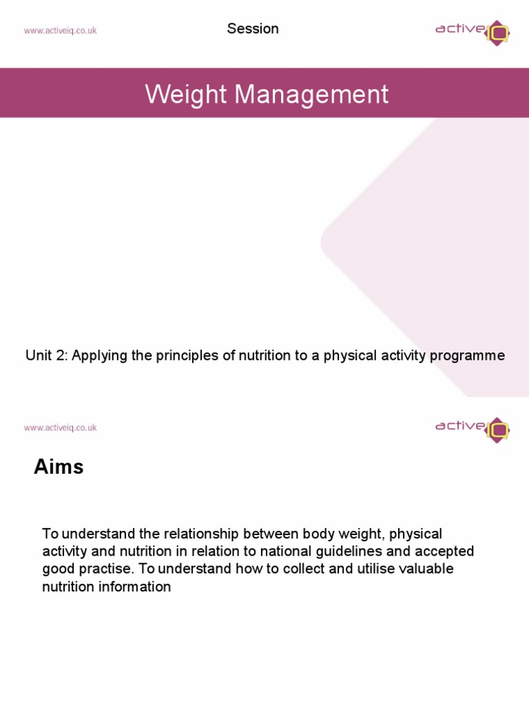 Weight Management | PDF | Obesity | Dieting