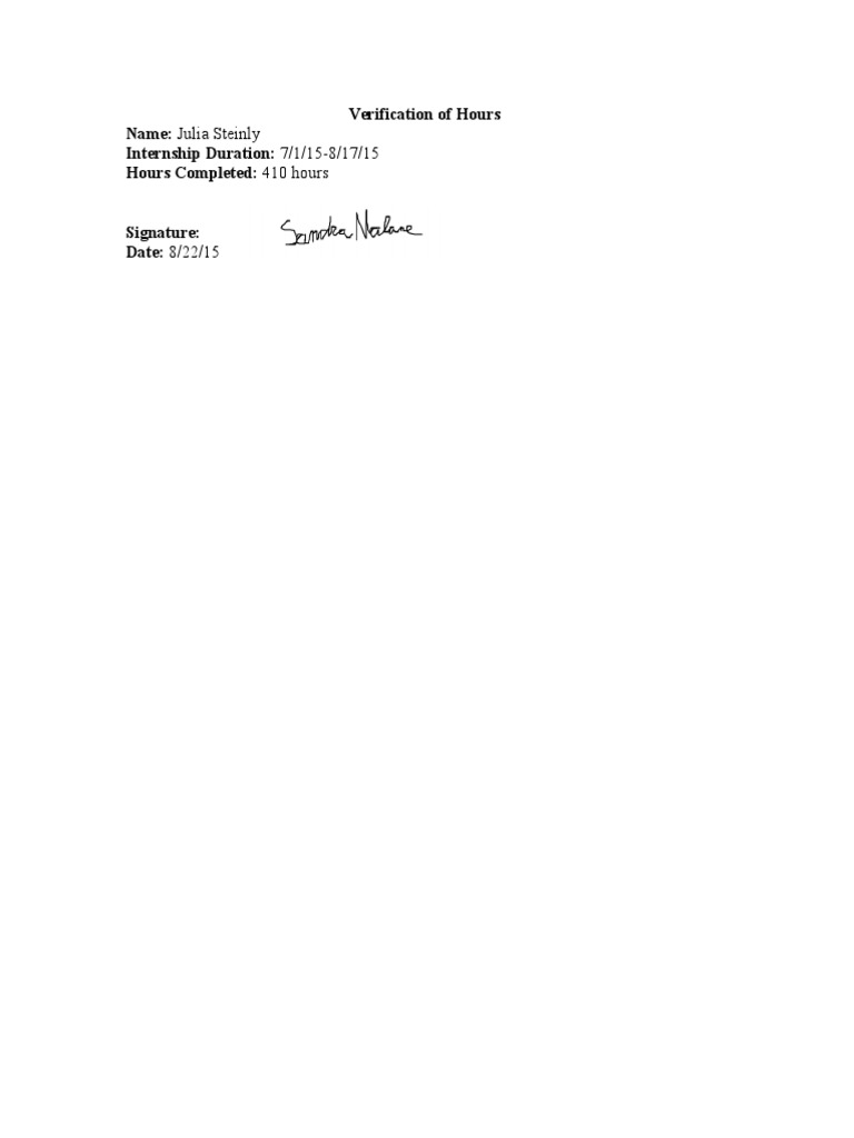 Verification of Hours | PDF