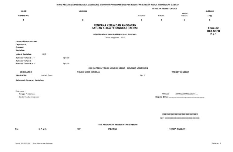 Format Rka SKPD 221 | PDF